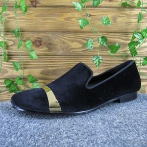 Harpelunde Men Black Velvet Loafer Slip On Dress Shoes With Gold Plate‎ Size 11
